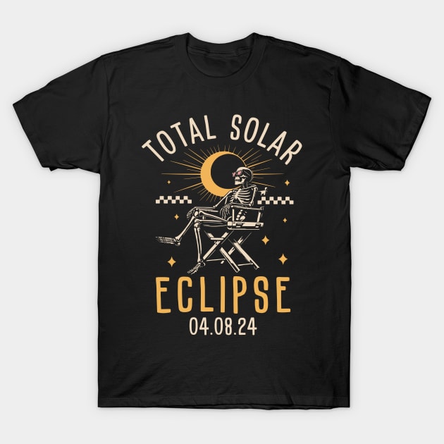 Total solar eclipse skeleton 08 04 2024 T-Shirt by Fun Planet